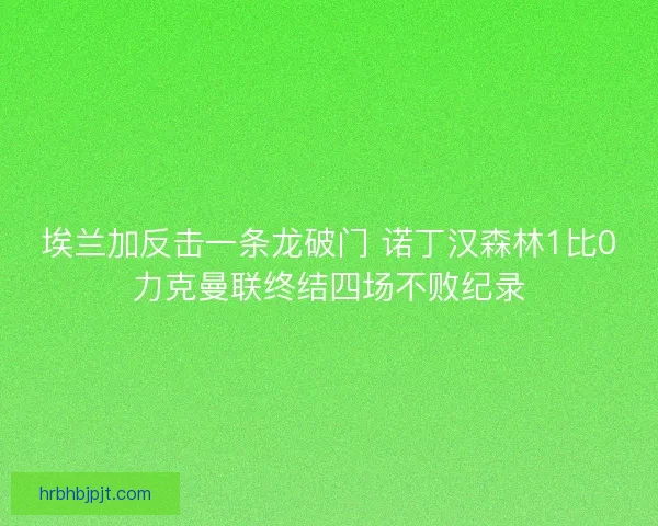 埃兰加反击一条龙破门 诺丁汉森林1比0力克曼联终结四场不败纪录